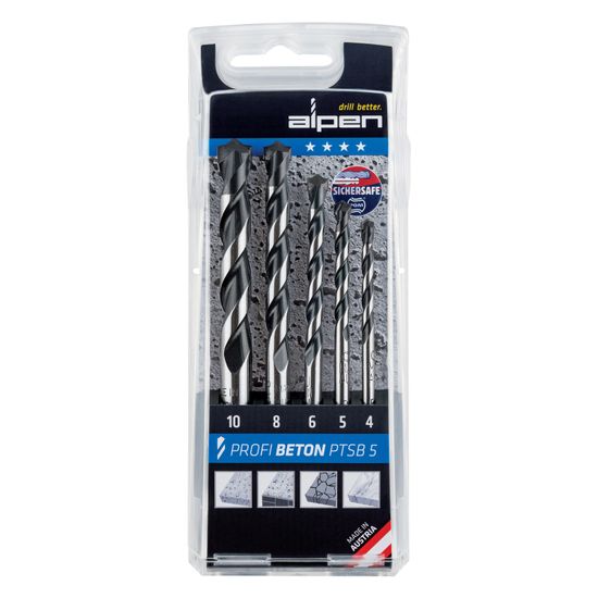 ALPEN Concrete Profi Beton Drill Bit 5 Piece Set 4 5 6 8 10 Mm